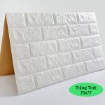 Xốp dán tường 3D viên gạch màu trắng (4mm)