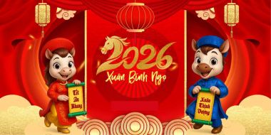 Background trang trí Tất Niên đẹp cho Công ty