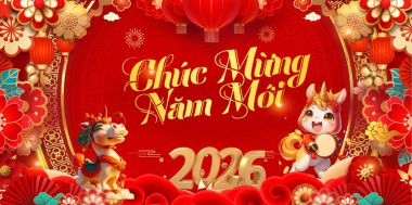 Background Trang Trí Tiệc Tất Niên Cho Ngân Hàng 2026