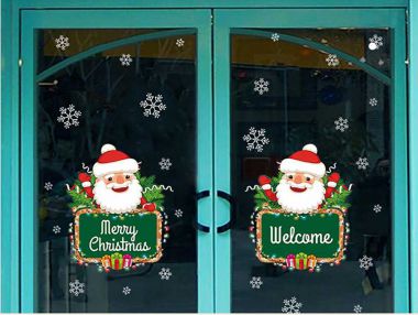 Decal trong dán kính noel Welcome Merry christmas