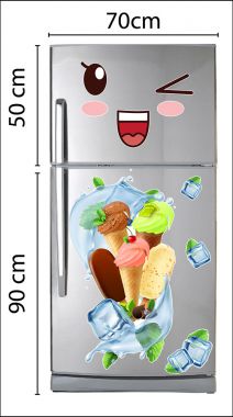 Decal trang trí tủ lạnh mát lạnh cùng kem