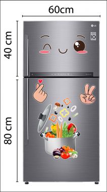 Decal trang trí tủ lạnh vui cùng rau củ quả