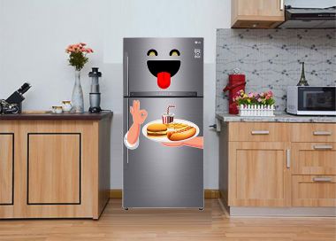 Decal trang trí tủ lạnh thức ăn nhanh