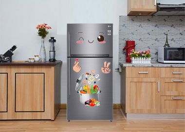 Decal trang trí tủ lạnh vui cùng rau củ quả