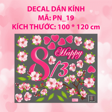 DECAL TRANG TRÍ QUỐC TẾ PHỤ NỮ 8-3 HOA ANH ĐÀO
