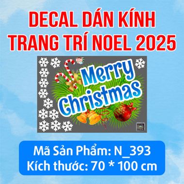 DECAL TRANG TRÍ GIÁNG SINH CHỮ MERRY CHRISTMAS VÀ DÂY THÔNG XANH