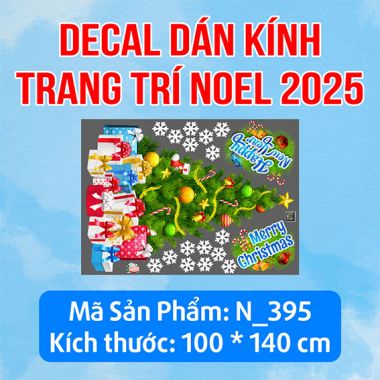 DECAL TRANG TRÍ GIÁNG SINH 2025 CẶP ĐÔI NGƯỜI TUYẾT BÊN CÂY THÔNG