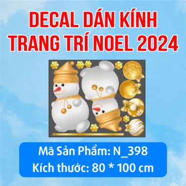 DECAL TRANG TRÍ GIÁNG SINH SET CHÂU VÀNG VÀ CẶP ĐÔI NGƯỜI TUYẾT