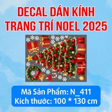DECAL TRANG TRÍ NOEL CÂY THÔNG VÀ PHỤ KIỆN ĐỎ