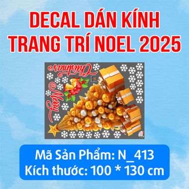 DECAL TRANG TRÍ SẮC VÀNG TRANG TRÍ CÂY THÔNG VÀ QUÀ