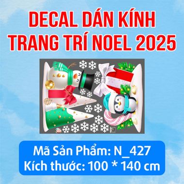 DECAL TRANG TRÍ NOEL NGƯỜI TUYẾT VÀ CHIM CÁNH CỤT CÙNG PHỤ KIỆN