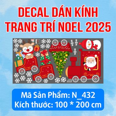 DECAL TRANG TRÍ GIÁNG SINH ÔNG NOEL VÀ NHỮNG NGƯỜI BẠN TRÊN ĐOÀN TÀU