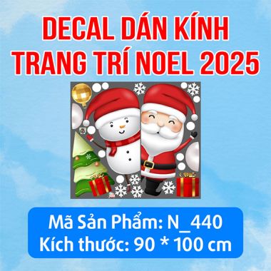 DECAL DÁN KÍNH TRANG TRÍ GIÁNG SINH ÔNG GIÀ NOEL VÀ NGƯỜI TUYẾT LẤP LÓ