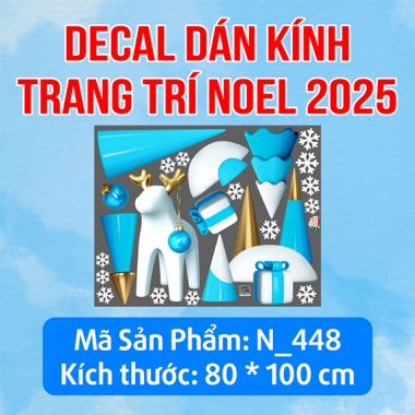 DECAL TRANG TRÍ GIÁNG SINH TUẦN LỘC VÀ HÀNG THÔNG XANH PASTEL