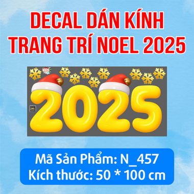 DECAL TRANG TRÍ GIÁNG SINH ÔNG NOEL VÀ NGƯỜI TUYẾT BÊN NHỮNG CÂY THÔNG ĐỎ 2025