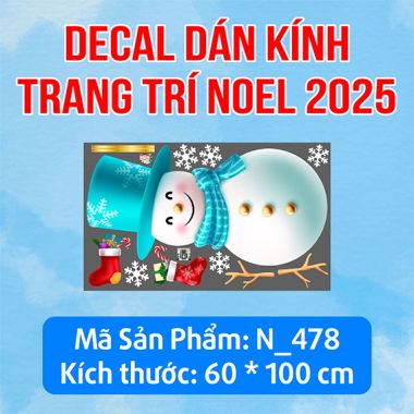 DECAL TRANG TRÍ GIÁNG SINH NGƯỜI TUYẾT TRONG TRANG PHỤC XANH