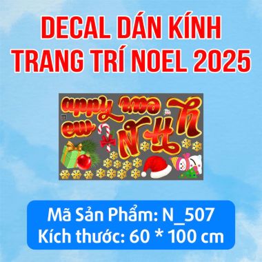 DECAL TRANG TRÍ GIÁNG SINH CHƯ HAPPY NEW YEAR VÀ PHỤ KIỆN NHỎ