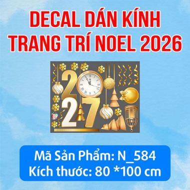 DECAL TRANG TRÍ NOEL CHO TIỆM TRANG SỨC SẮC VÀNG ĐÓN NOEL