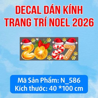 DECAL TRANG TRÍ NOEL CHO TRUNG TÂM TIẾNG ANH ÔNG GIÀ NOEL VÀ NGƯỜI TUYẾT