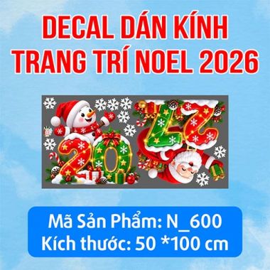 DECAL DÁN KÍNH TRANG TRÍ NOEL NĂM 2027 ÔNG GIÀ VÀ NGƯỜI TUYẾT