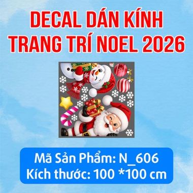 DECAL TRANG TRÍ NOEL ÔNG GIÀ NOEL VÀ NGƯỜI TUYẾT LẤP LÓ