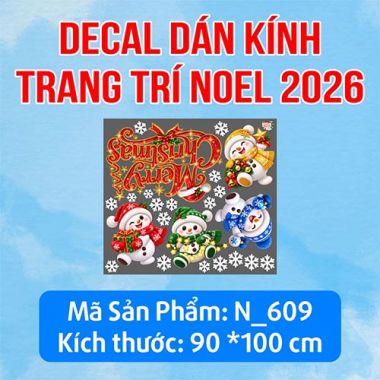DECAL TRANG TRÍ NOEL MERRY CHRISTMAST VÀ NGƯỜI TUYẾT