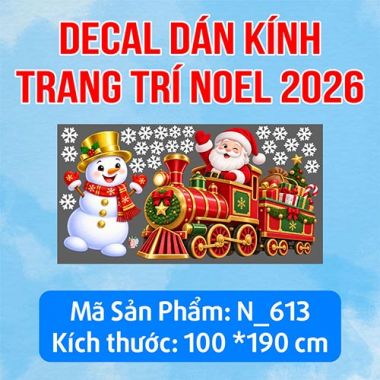 DECAL TRANG TRÍ GIÁNG SINH ÔNG GIÀ NOEL TRÊN TÀU HOẢ