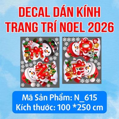 TRANG TRÍ GIÁNG SINH TRÊN KÍNH NGƯỜI TUYẾT VÀ CHỮ NOEL