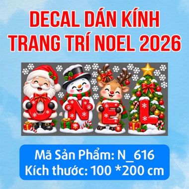 TRANG TRÍ GIÁNG SINH TRÊN KÍNH ÔNG GIÀ NOEL NGƯỜI TUYẾT TUẦN LỘC