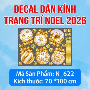 DECAL TRANG TRÍ NOEL NHỮNG QUẢ CHÂU SẮC VÀNG