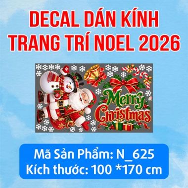 DECAL TRANG TRÍ GIÁNG SINH ÔNG GIÀ NOEL BÊN NGƯỜI TUYẾT