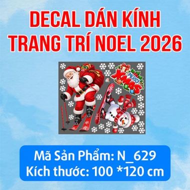 DECAL TRANG TRÍ GIÁNG SINH NGƯỜI TUYẾT VÀ ÔNG GIÀ NOEL TRƯỢT TUYẾT