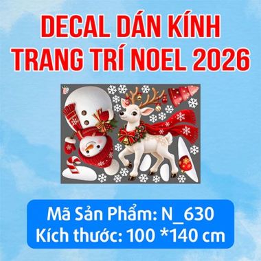 DECAL TRANG TRÍ NOEL NGƯỜI TUYẾT VÀ TUẦN LỘC TRẮNG