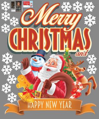 Decal trang trí Merry christmas and Happy new year 2