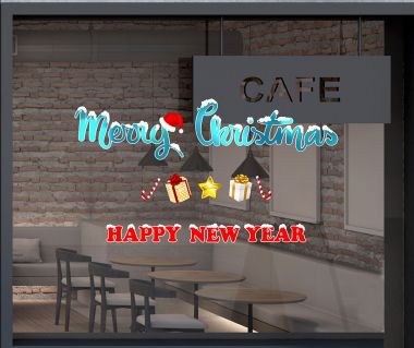 Decal chữ Merry Christmas and happy new year