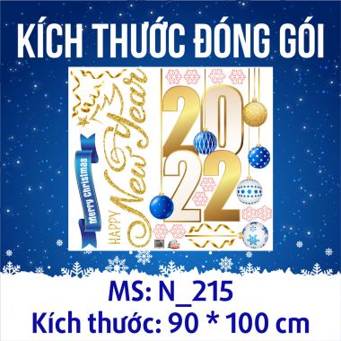 Decal trang trí noel Merry christmas and happy new year 2022