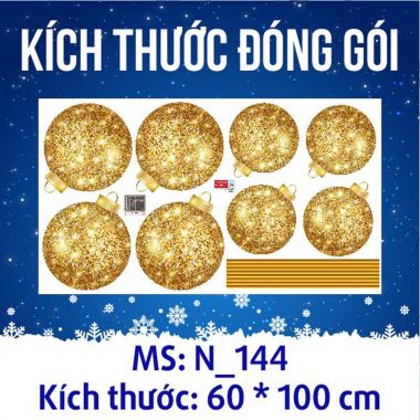DECAL TRANG TRÍ NOEL QUẢ CHÂU VÀNG KIM 2022