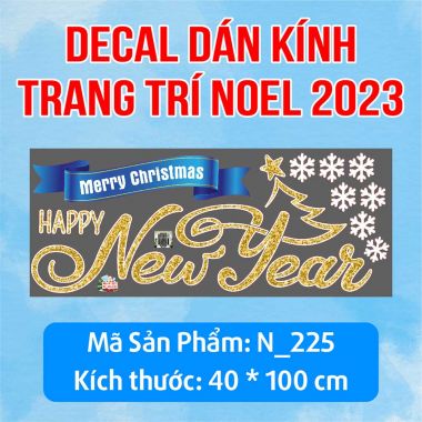 DECAL TRANG TRÍ NOEL BẢNG CHÀO MERRY CHIRSTMAS HAPPY NEW YEAR