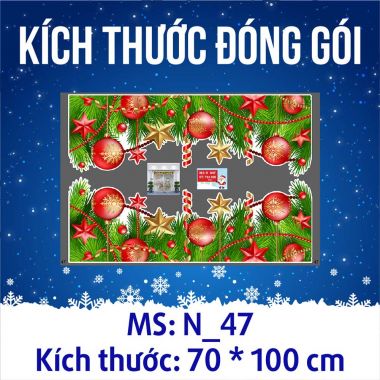 Decal trang trí Noel dây thông xanh và trái châu 2