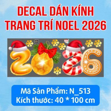 DECAL TRANG TRÍ GIÁNG SINH SỐ 2026 QUẢ CHÂU VÀNG