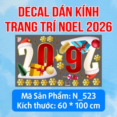 DECAL TRANG TRÍ NOEL 2026 HỘP QUÀ VÀ BÔNG TUYẾT