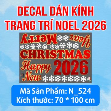 DECAL TRANG TRÍ MERRY CHRISMAST AND HAPPY NEW YEAR 2026