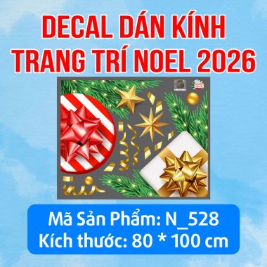 DECAL TRANG TRÍ NOEL THÔNG XANH VÀ HỘP QUÀ TRANG TRÍ