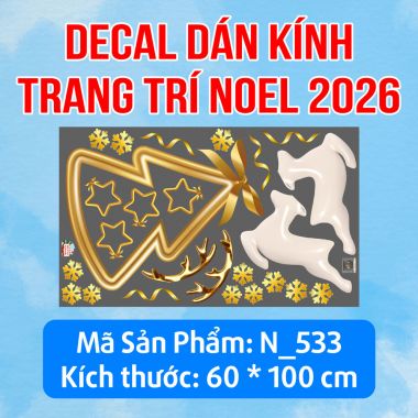 DECAL TRANG TRÍ GIÁNG SINH ĐÔI TUẦN LỘC TRẮNG
