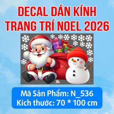 DECAL TRANG TRÍ GIÁNG SINH ÔNG GIÀ NOEL VÀ NGƯỜI TUYẾT BÊN TÚI QUÀ