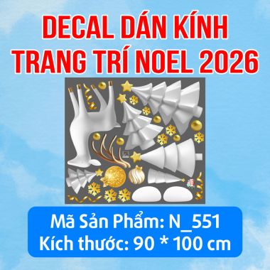 DECAL TRANG TRÍ GIÁNG SINH CHO TIỆM CAFE TUẦN LỘC TRẮNG DƯỚI TRỜI ĐÊM