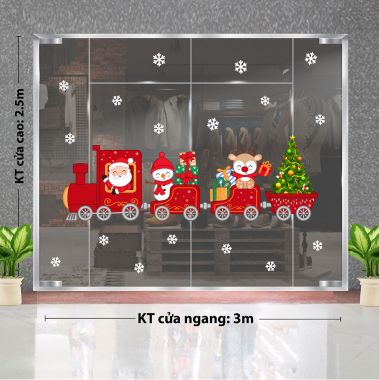 DECAL TRANG TRÍ GIÁNG SINH ÔNG NOEL VÀ NHỮNG NGƯỜI BẠN TRÊN ĐOÀN TÀU