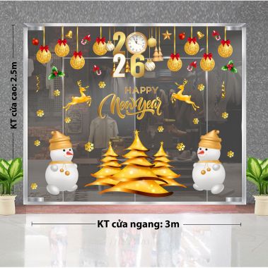 TRANG TRÍ GIÁNG SINH CHO TIỆM VÀNG CẶP ĐÔI NGƯỜI TUYẾT BÊN CÂY THÔNG VÀNG