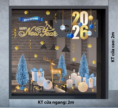 DECAL TRANG TRÍ NOEL CHO TIỆM NAIL GIÁNG SINH XANH 2026