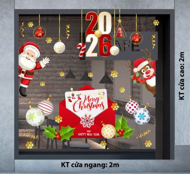 DECAL TRANG TRÍ GIÁNG SINH ÔNG NOEL TUẦN LỘC VÀ THIỆP CHÚC MỪNG